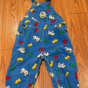 Vintage OshKosh Blue Overalls with Animal Print